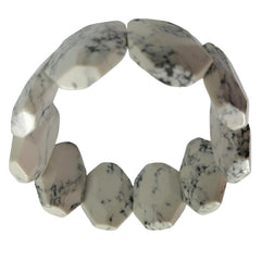 Pearlz Gallery Hexagon White Howlite Stretch Bracelet - Bracelets & Bangles - British D'sire