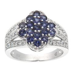 Pearlz Gallery Iolite and White Topaz Quatrefoil High Polish Ring - Rings - British D'sire