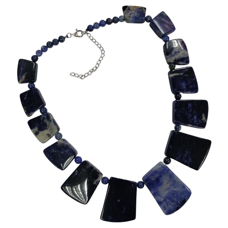 Pearlz Gallery Ladies 925 Sterling Silver Sodalite Necklace - Necklaces & Pendants - British D'sire
