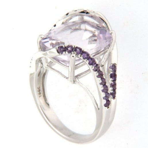 Pearlz Gallery Ladies Natural Gemstone Sterling Silver Cushion Cut Round Ring - Fine Rings - British D'sire Main image