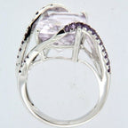 Pearlz Gallery Ladies Natural Gemstone Sterling Silver Cushion Cut Round Ring - Fine Rings - British D'sire