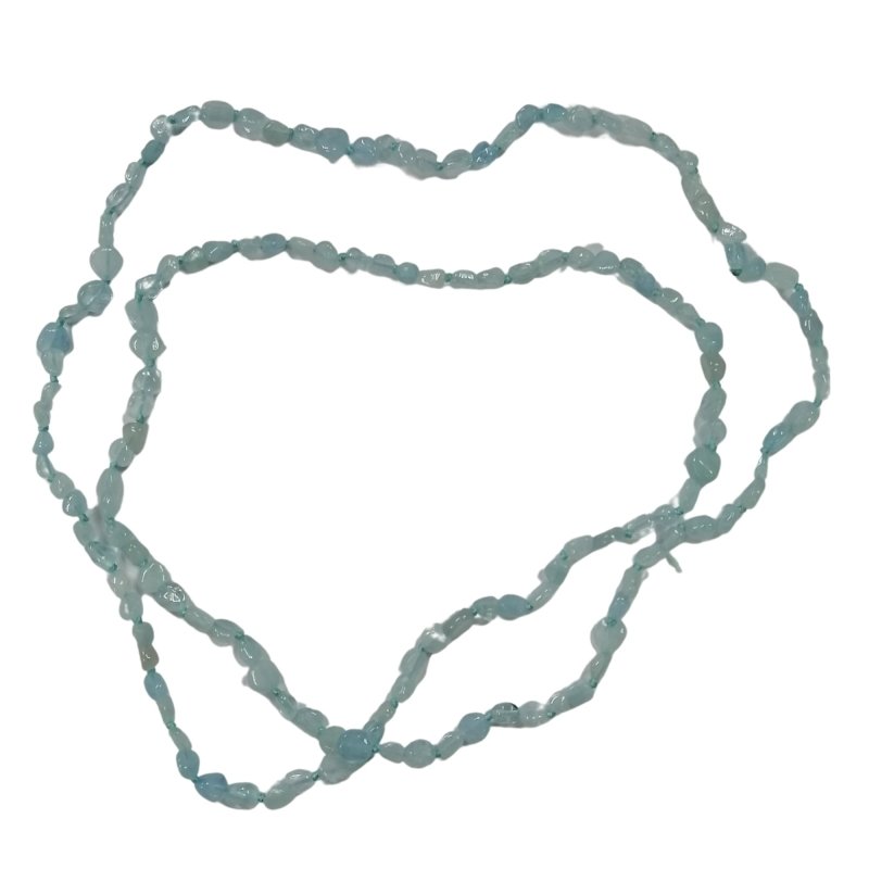 Pearlz Gallery Ladies Oval Aquamarine Knotted Necklace - Necklaces & Pendants - British D'sire Main image