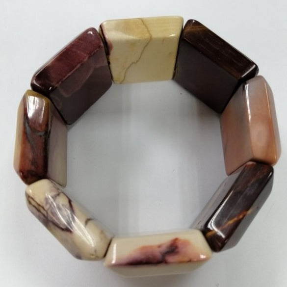 Pearlz Gallery Ladies Rectangle Mookite Stretch Bracelet - Bracelets & Bangles - British D'sire