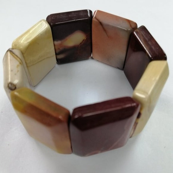 Pearlz Gallery Ladies Rectangle Mookite Stretch Bracelet - Bracelets & Bangles - British D'sire