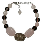 Pearlz Gallery Ladies Rose Quartz & Smokey Quartz Nugget Bracelet - Bracelets & Bangles - British D'sire
