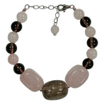 Pearlz Gallery Ladies Rose Quartz & Smokey Quartz Nugget Bracelet - Bracelets & Bangles - British D'sire