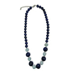 Pearlz Gallery Ladies Round Dyed Lapis & Aquamarine Round Bead Necklace - Necklaces & Pendants - British D'sire