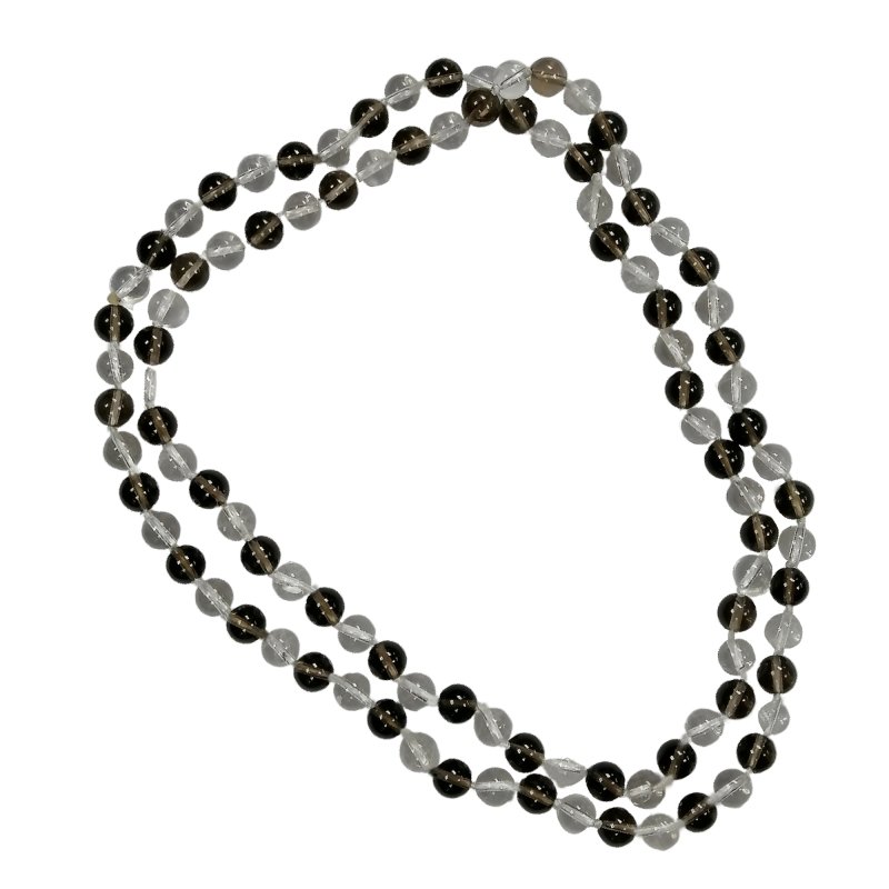 Pearlz Gallery Ladies 36" White & Smoky Quartz Necklace – Knotted Round Beads – Natural Stone Gift Jewelry – Elegant, Versatile Design for Women Secondary image