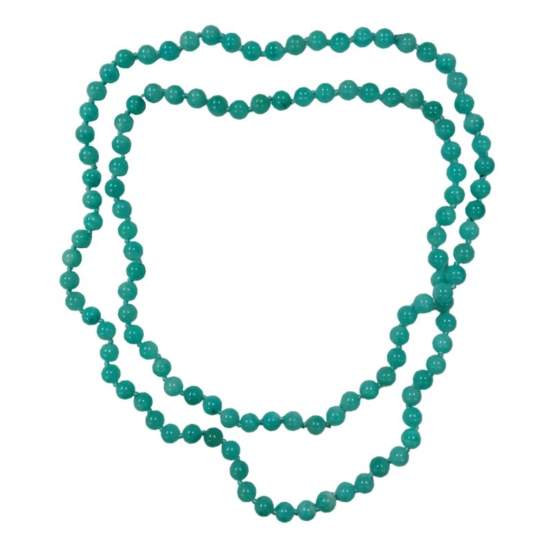 Pearlz Gallery Russian Amazonite Necklace 36" – 925 Sterling Silver Knotted Beads – Natural Healing Stone Jewelry for Ladies – Stress Relief & Emotional Balance Secondary image
