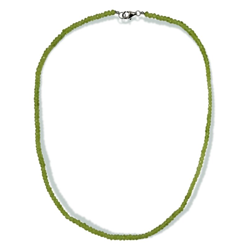 Pearlz Gallery Peridot Necklace for Women – 18" Faceted Rondelle Beads Jewelry in 925 Sterling Silver, Natural Green Gemstone Shine for Everyday Wear Secondary image