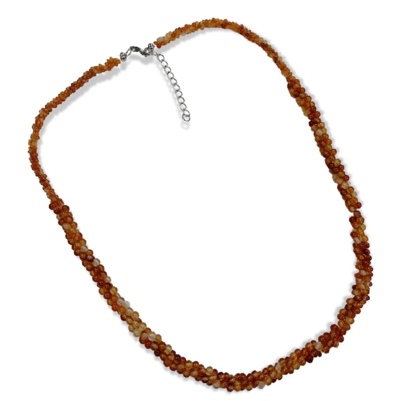 Pearlz Gallery Carnelian Twisted Necklace 20"-21" – 3-Line Graduated Gemstone Necklace for Ladies – Natural Beads – 925 Sterling Silver – Elegant & Meaningful Jewelry Secondary image