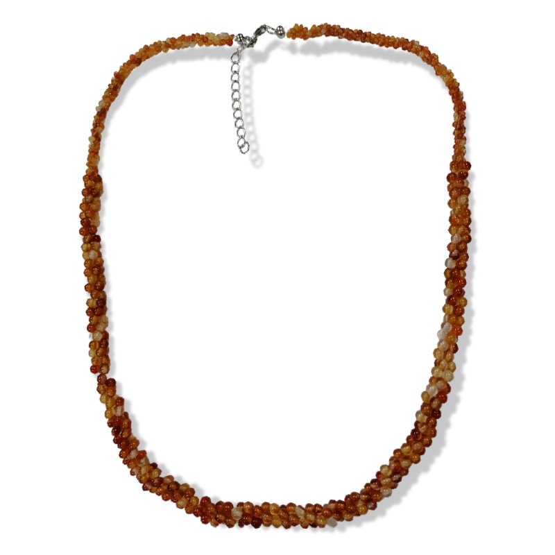 Pearlz Gallery Ladies Sterling Silver Carnelian Twisted Round Bead Necklace - Necklaces & Pendants - British D'sire Main image