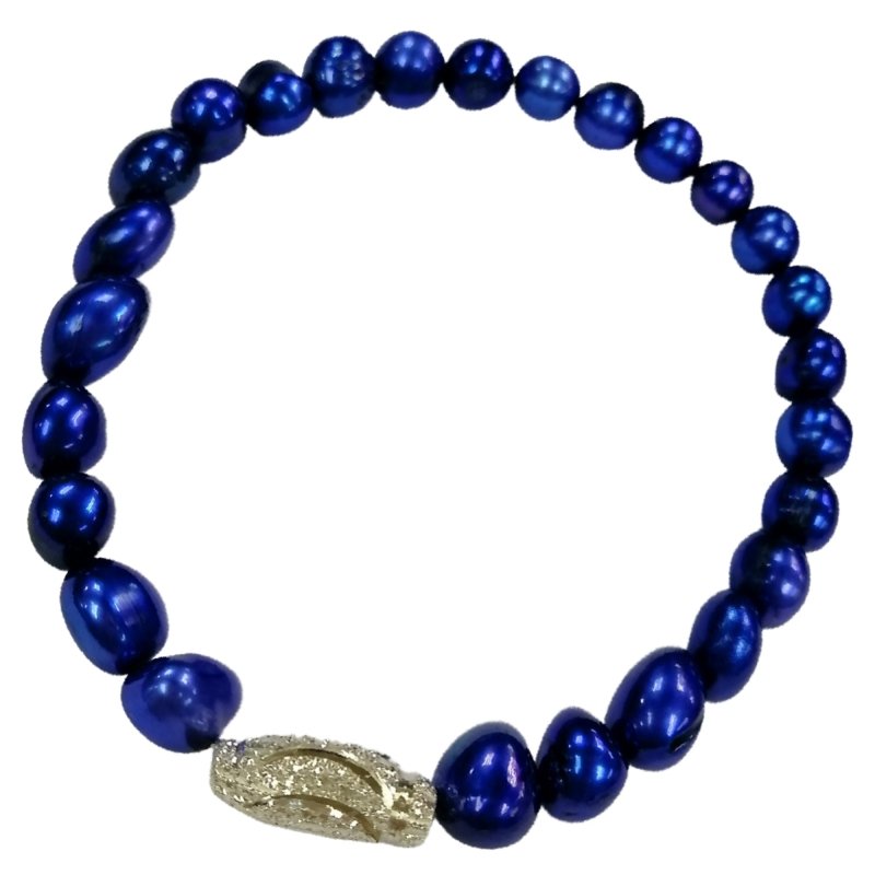 Pearlz Gallery Ladies Sterling Silver Carving Drum Royal Blue Bracelet - Bracelets & Bangles - British D'sire Main image