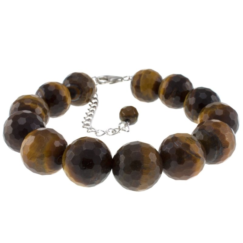 Pearlz Gallery Natural Tiger Eye Bracelet 12mm Round Beads, Elegant 925 Sterling Silver Jewelry for Ladies, Inner Strength & Balance Secondary image