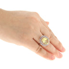 Pearlz Gallery Lemon Quartz and Amethyst Halo Sterling Silver Ring - Rings - British D'sire
