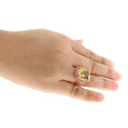 Pearlz Gallery Lemon Quartz And Amethyst High Polish Rose Gold Plated Halo Ring - Rings - British D'sire