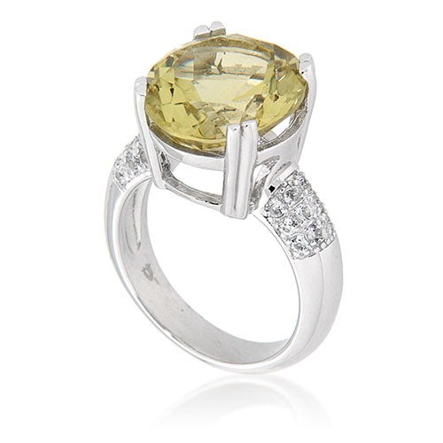 Pearlz Gallery Lemon Quartz and White Topaz Oval Sterling Silver Ring - Rings - British D'sire