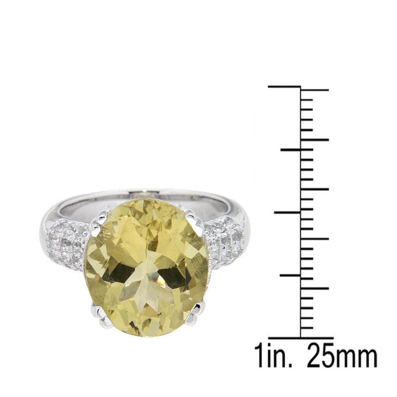 Pearlz Gallery Lemon Quartz and White Topaz Oval Sterling Silver Ring - Rings - British D'sire