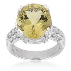 Pearlz Gallery Lemon Quartz and White Topaz Oval Sterling Silver Ring - Rings - British D'sire