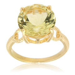 Pearlz Gallery Lemon Quartz High polish Yellow Gold Plated Solitaire Sterling Silver Ring - Jewelry Rings - British D'sire