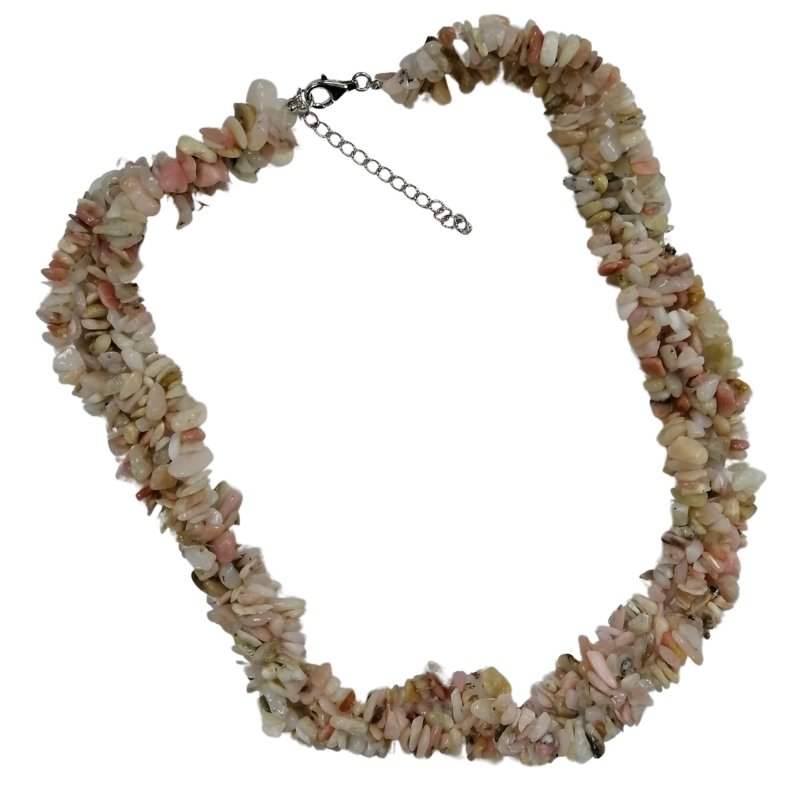Pearlz Gallery Natural Pink Opal 19" Knotted Chips Necklace – Ladies Jewelry in 925 Sterling Silver – Mood Uplift & Feminine Charm Secondary image