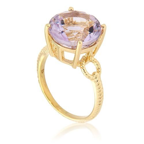 Pearlz Gallery Natural Gemstones Gold Plated Prong Set Round Cut Solitaire Sterling Ring - Fine Rings - British D'sire