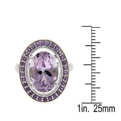 Pearlz Gallery Oval-Cut Rose De France and Amethyst High Polish Ring - Rings - British D'sire