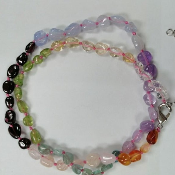 Pearlz Gallery Oval Nuggets Multistone Knotted Necklace - Necklaces & Pendants - British D'sire