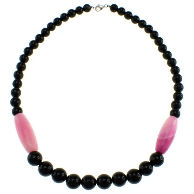 Pearlz Gallery Pink and Black Agate Necklace - Necklaces & Pendants - British D'sire