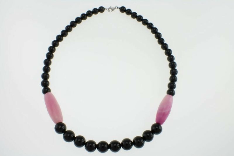 Pearlz Gallery Pink and Black Agate Necklace - Necklaces & Pendants - British D'sire