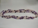Pearlz Gallery Plain Round Rose Quartz & Amethyst 3 Lines Necklace - Necklaces & Pendants - British D'sire