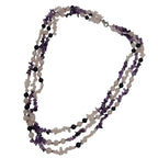 Pearlz Gallery Plain Round Rose Quartz & Amethyst 3 Lines Necklace - Necklaces & Pendants - British D'sire