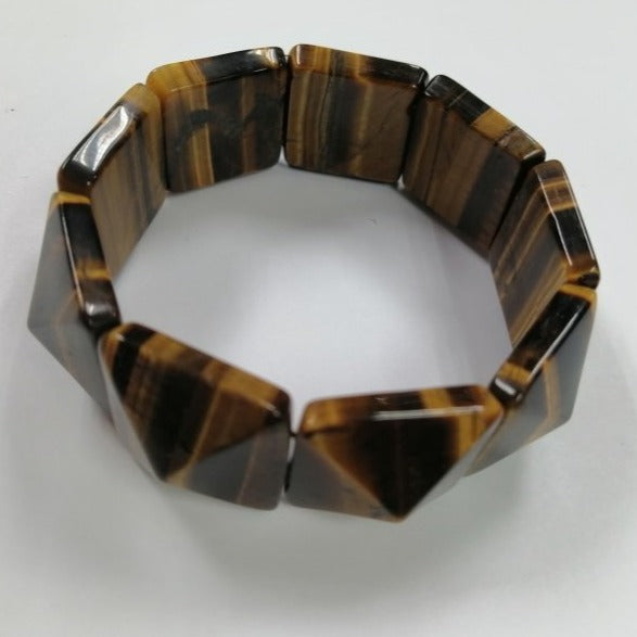 Pearlz Gallery Pyramid Yellow Tiger Eye Bracelet - Bracelets & Bangles - British D'sire