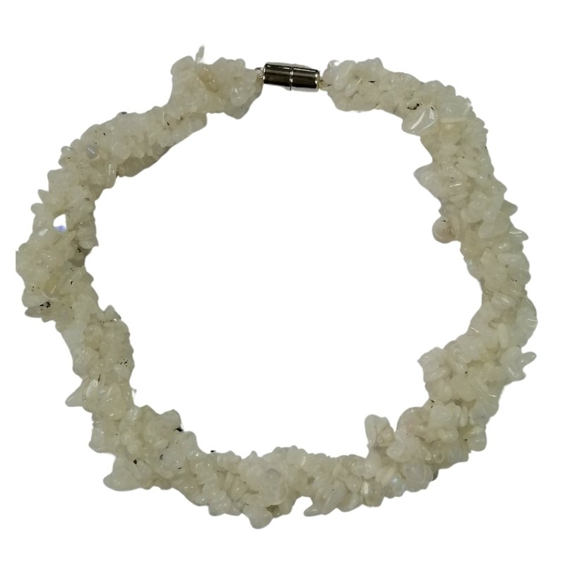 Pearlz Gallery Rainbow Moonstone Sterling Silver 4 Row Twisted Necklace - Necklaces & Pendants - British D'sire