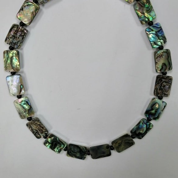 Pearlz Gallery Rectangle 14x20mm Black Onyx & Abalone Necklace - Necklaces & Pendants - British D'sire