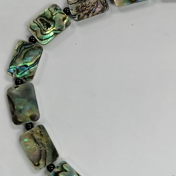 Pearlz Gallery Rectangle 14x20mm Black Onyx & Abalone Necklace - Necklaces & Pendants - British D'sire