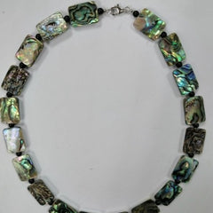 Pearlz Gallery Rectangle 14x20mm Black Onyx & Abalone Necklace - Necklaces & Pendants - British D'sire