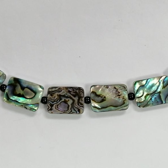 Pearlz Gallery Rectangle 14x20mm Black Onyx & Abalone Necklace - Necklaces & Pendants - British D'sire