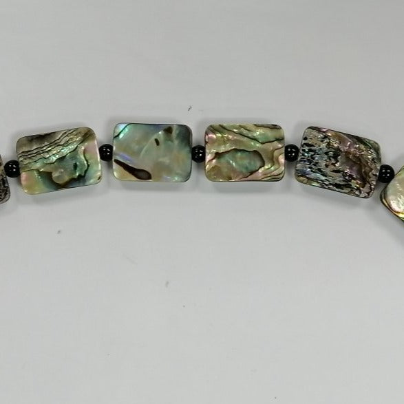 Pearlz Gallery Rectangle 14x20mm Black Onyx & Abalone Necklace - Necklaces & Pendants - British D'sire