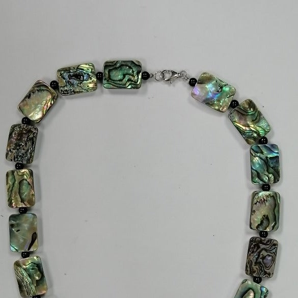 Pearlz Gallery Rectangle 14x20mm Black Onyx & Abalone Necklace - Necklaces & Pendants - British D'sire