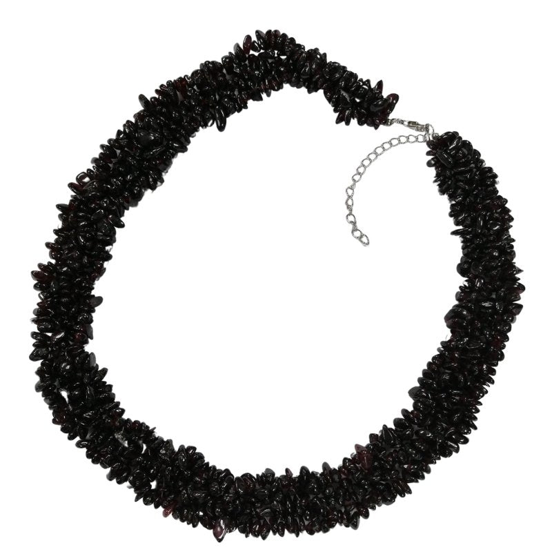 Pearlz Gallery Red Garnet Chips Knitted Round Bead Necklace - Necklaces & Pendants - British D'sire