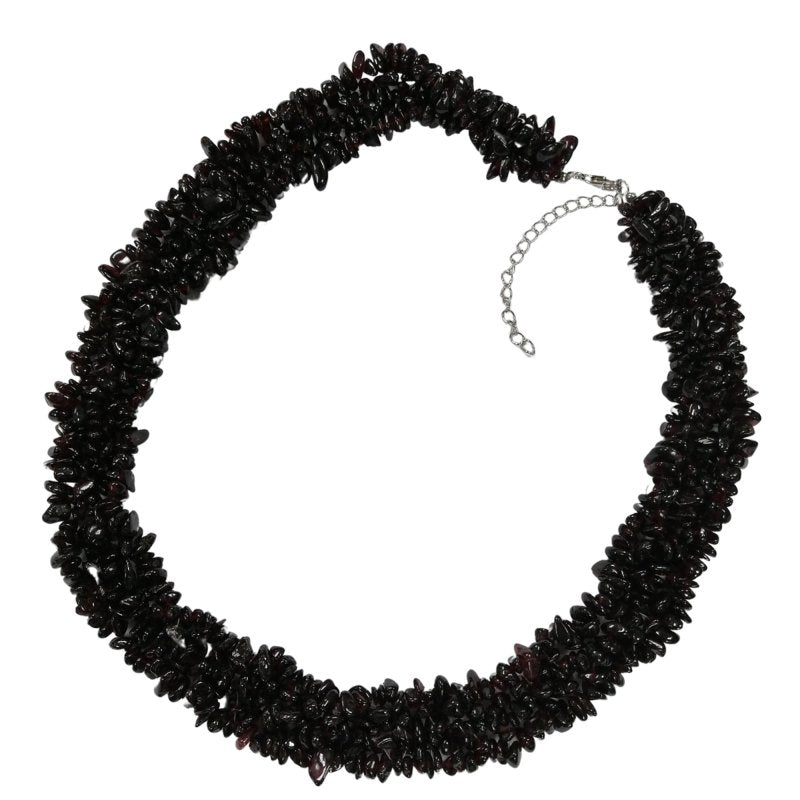 Pearlz Gallery Garnet Necklace Set - 19" + 3" Extension - Chunky Knotted Beaded Jewelry - Natural Red Garnet - 925 Sterling Silver - Bold Shine, Secure Clasp Secondary image