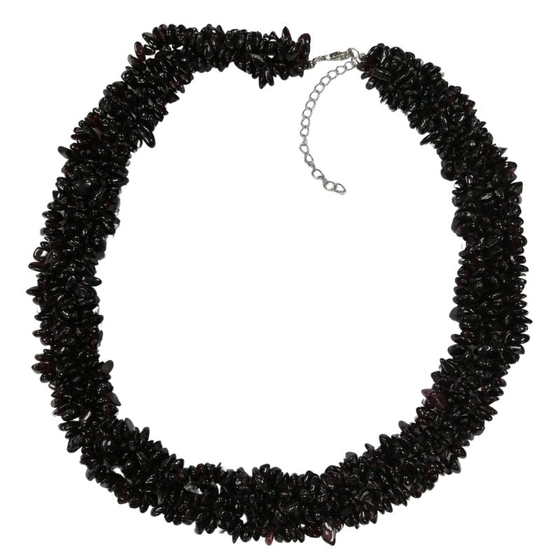 Pearlz Gallery Red Garnet Chips Knitted Round Bead Necklace - Necklaces & Pendants - British D'sire