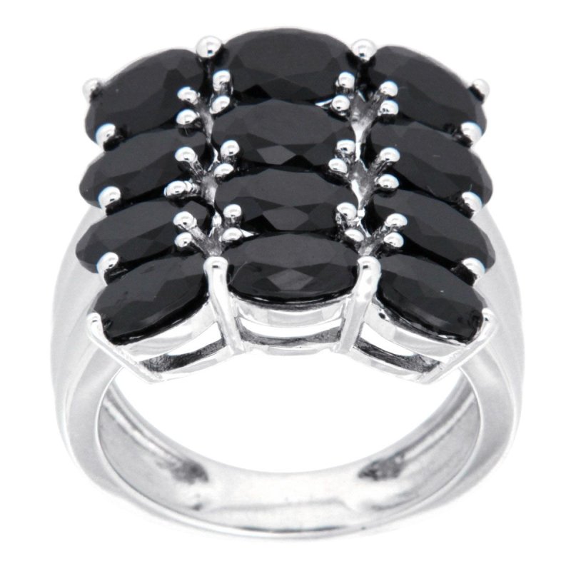 Pearlz Gallery Rhodium Black Spinel Oval Sterling Silver Ring - Fine Rings - British D'sire