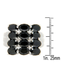 Pearlz Gallery Rhodium Black Spinel Oval Sterling Silver Ring - Fine Rings - British D'sire