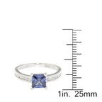 Pearlz Gallery Rhodium White CZ Ladies Square Round 925 Ring (Silver) - British D'sire