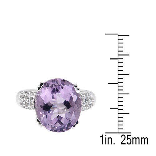 Pearlz Gallery Rose de France Amethyst and White Topaz Sterling Silver Ring - Rings - British D'sire