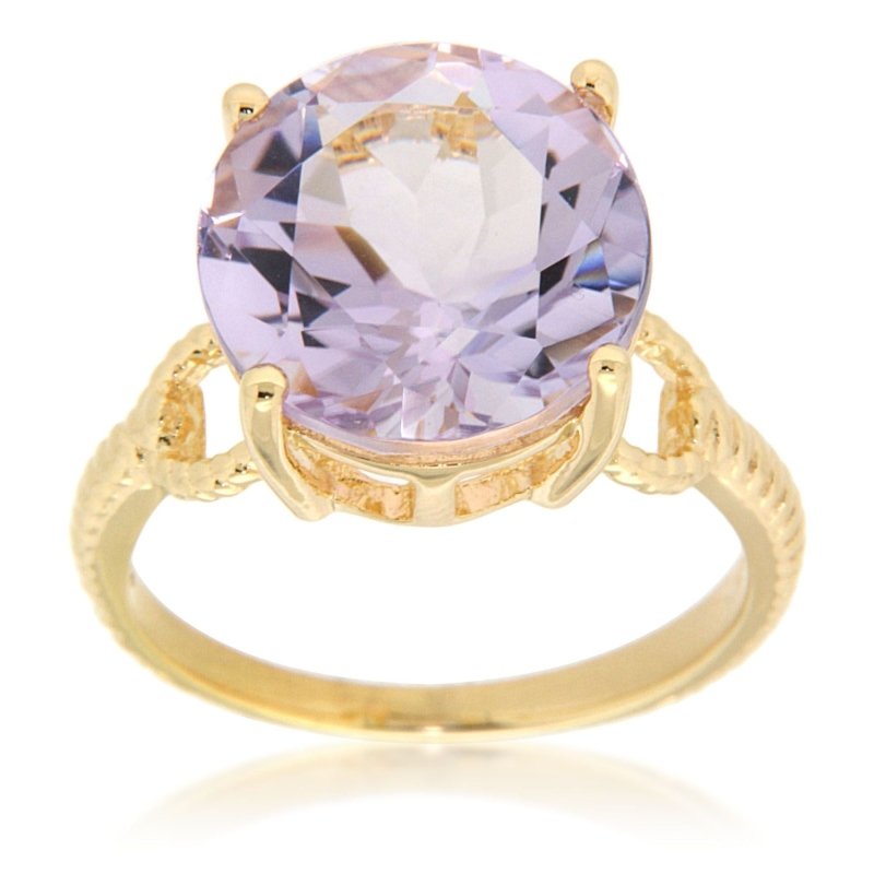 Pearlz Gallery Rose de France Amethyst Gold Plated Solitaire Ring - Rings - British D'sire
