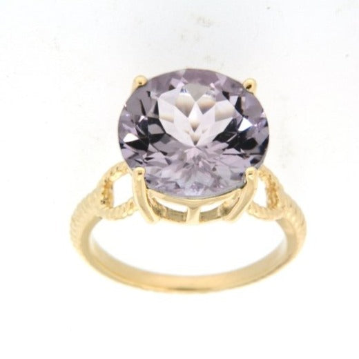 Pearlz Gallery Rose de France Amethyst Gold Plated Solitaire Ring - Rings - British D'sire