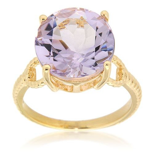 Pearlz Gallery Rose de France Amethyst Gold Plated Solitaire Ring - Rings - British D'sire